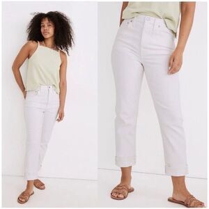 Madewell Women's 27  The‎ High-Rise Slim Boyjean Tile White
